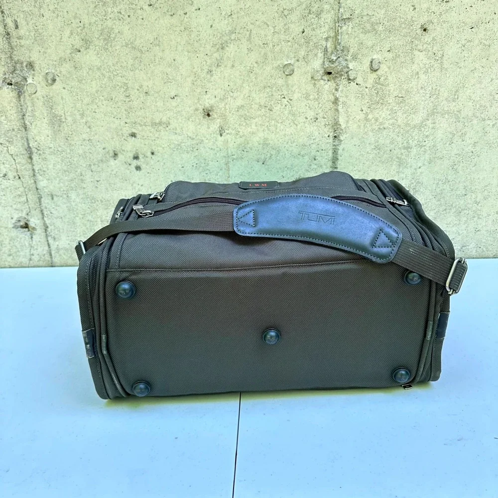 Tumi Duffel Bag Alpha Ballistic Nylon Olive Green Travel Weekender Monogrammed